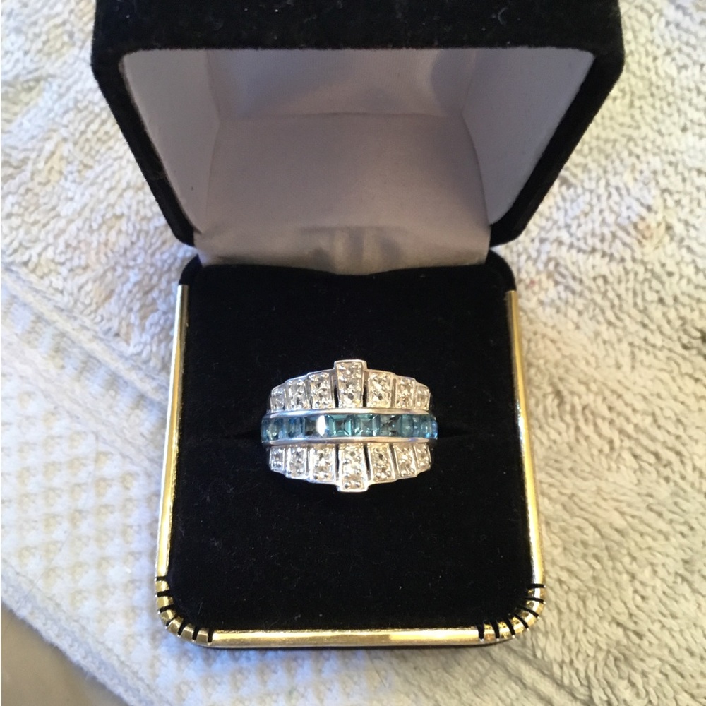 BRAND NEW BOLD Natural Diamond & Blue Sapphires Band Ring-7 - Picture 16 of 16